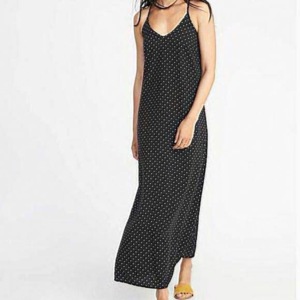 Old Navy Black Polda Dot Maxi Dress